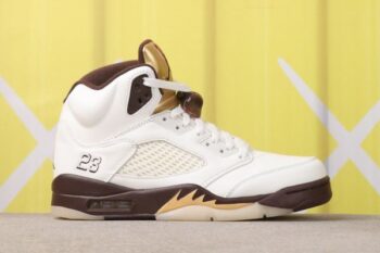 Retro Air Jordan 5 White Gold Brown Men's