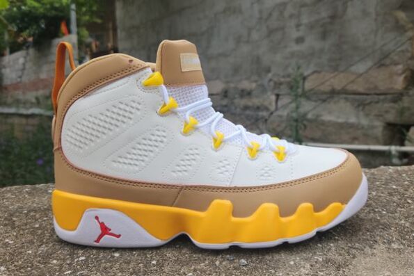 Cheap Air Jordan 9 White Brown Yellow Men's