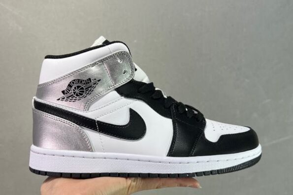 Air Jordan 1 Mid White Black Silver Men's