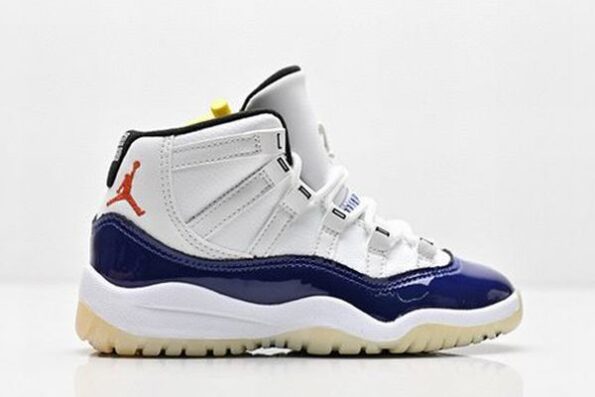 Retro Air Jordan 11 White Navy Blue Kids