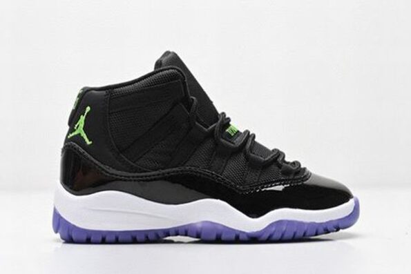 Retro Air Jordan 11 Black White Purple Kids