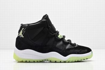 Retro Air Jordan 11 Black White Green Kids