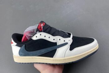 Travis Scott x Air Jordan 1 Black White Dark Blue Men's
