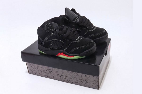Air Jordan 5 Black Red Kid--- (2)