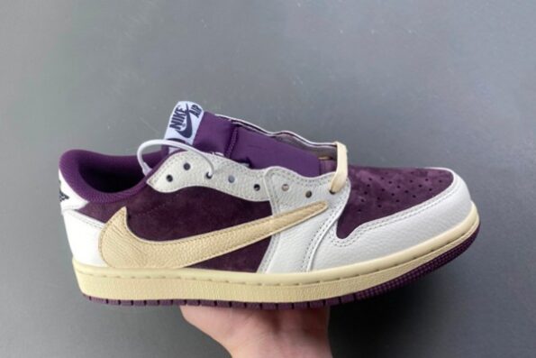 Travis Scott x Air Jordan 1 Low White Burgundy Men's